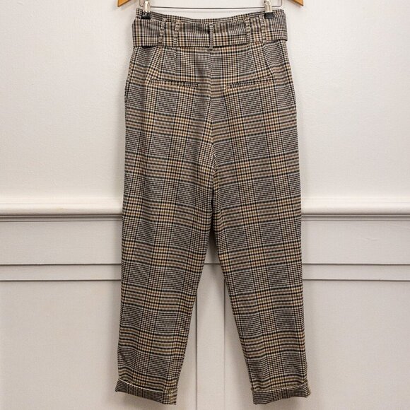 Zara TRF Plaid High-Waisted Paperbag Pants with Belt | Size S / 26 | Classic - Picture 2 of 4